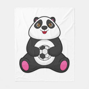 Panda als voetballer met Voetbal Fleece Deken