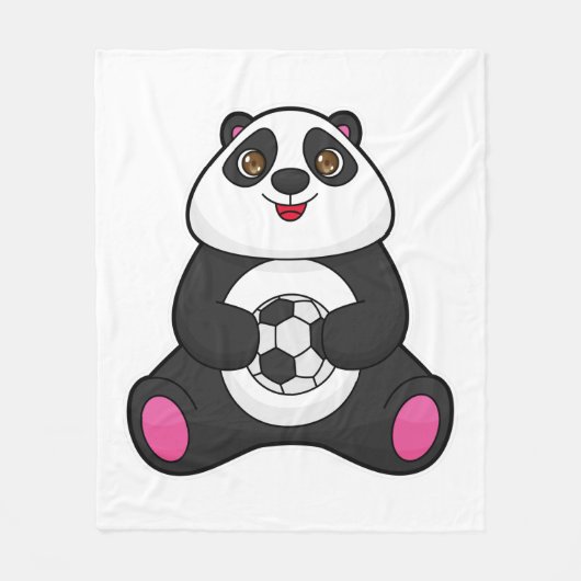 Panda als voetballer met Voetbal Fleece Deken (Voorkant)