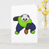 Panda als voetballer met voetbal kaart (Gele Bloem)