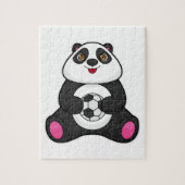 Panda als voetballer met Voetbal Legpuzzel (Verticaal)