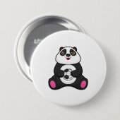 Panda als voetballer met Voetbal Ronde Button 7,6 Cm (Voorkant /achterkant)