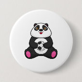 Panda als voetballer met Voetbal Ronde Button 7,6 Cm (Voorkant)