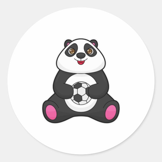Panda als voetballer met Voetbal Ronde Sticker (Voorkant)