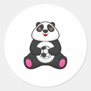 Panda als voetballer met Voetbal Ronde Sticker