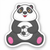 Panda als voetballer met Voetbal Sticker (Voorkant)