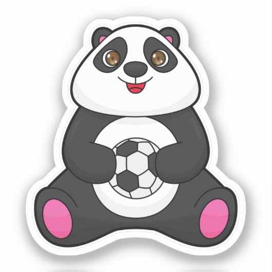 Panda als voetballer met Voetbal Sticker (Voorkant)