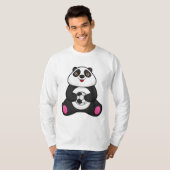 Panda als voetballer met Voetbal T-shirt (Voorkant volledig)