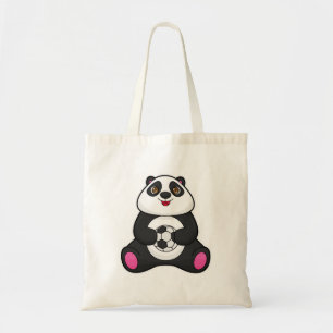 Panda als voetballer met Voetbal Tote Bag