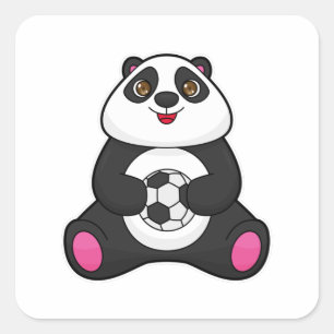 Panda als voetballer met Voetbal Vierkante Sticker