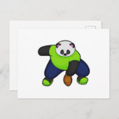 Panda als voetballspeler met voetbal briefkaart (Voorkant / Achterkant)