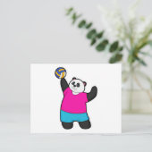Panda als volleybalspeler met volleybal briefkaart (Staand voorkant)