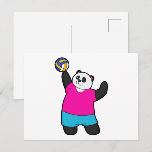 Panda als volleybalspeler met volleybal briefkaart (Voorkant / Achterkant)