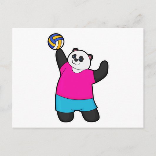 Panda als volleybalspeler met volleybal briefkaart (Voorkant)