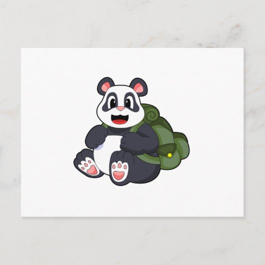 Panda als wandelaar met rugzak briefkaart (Voorkant)