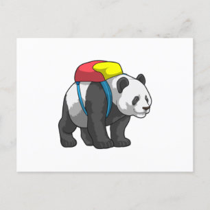 Panda als wandelaar met rugzak briefkaart
