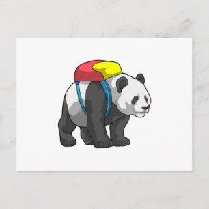 Panda als wandelaar met rugzak briefkaart