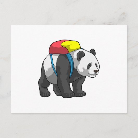 Panda als wandelaar met rugzak briefkaart (Voorkant)