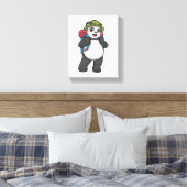 Panda als wandelaar met rugzak canvas afdruk (Insitu (Slaapkamer))