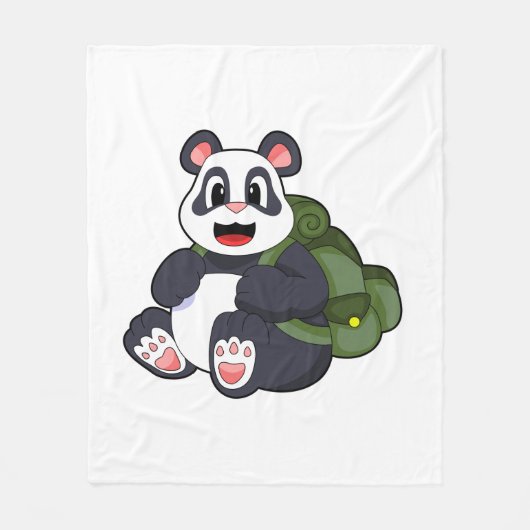 Panda als wandelaar met rugzak fleece deken (Voorkant)