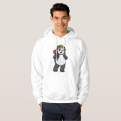 Panda als wandelaar met rugzak hoodie (Voorkant volledig)