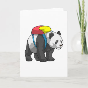 Panda als wandelaar met rugzak kaart