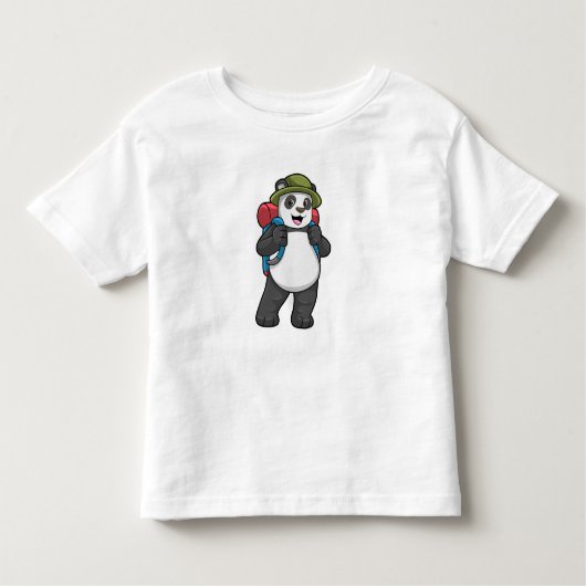 Panda als wandelaar met rugzak kinder shirts (Voorkant)