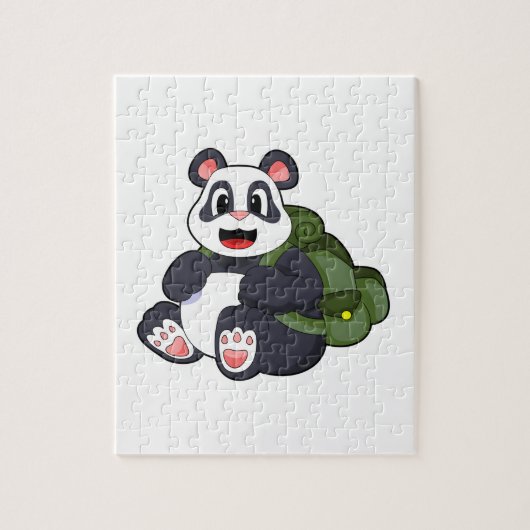 Panda als wandelaar met rugzak legpuzzel (Verticaal)