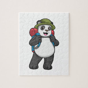 Panda als wandelaar met rugzak legpuzzel