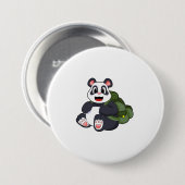 Panda als wandelaar met rugzak ronde button 7,6 cm (Voorkant /achterkant)