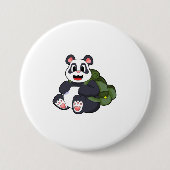 Panda als wandelaar met rugzak ronde button 7,6 cm (Voorkant)