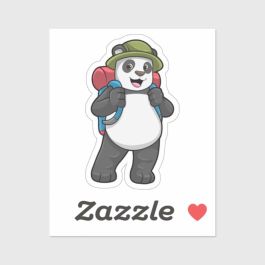 Panda als wandelaar met rugzak sticker (Vel)