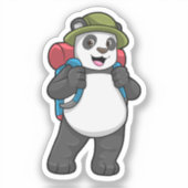 Panda als wandelaar met rugzak sticker (Voorkant)