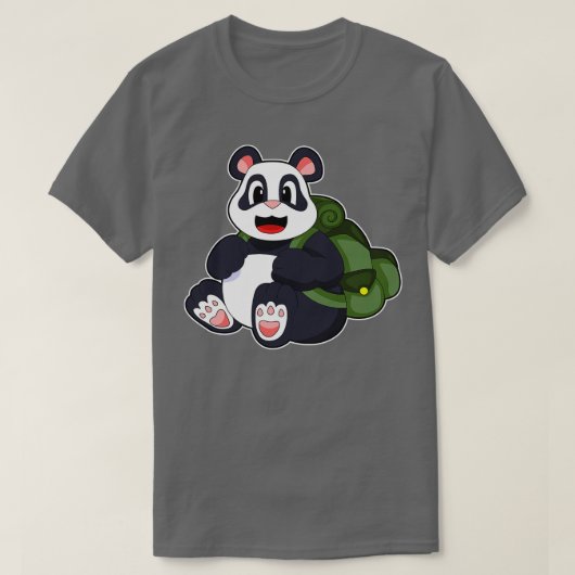 Panda als wandelaar met rugzak t-shirt (Design voorkant)