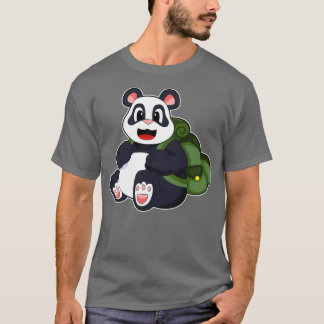 Panda als wandelaar met rugzak t-shirt