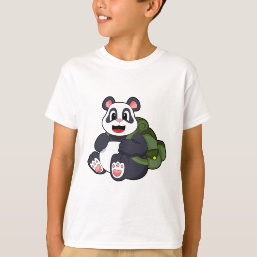 Panda als wandelaar met rugzak t-shirt (Voorkant)