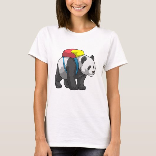 Panda als wandelaar met rugzak t-shirt (Voorkant)
