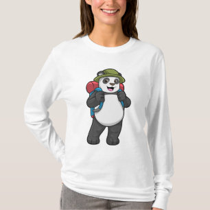 Panda als wandelaar met rugzak t-shirt