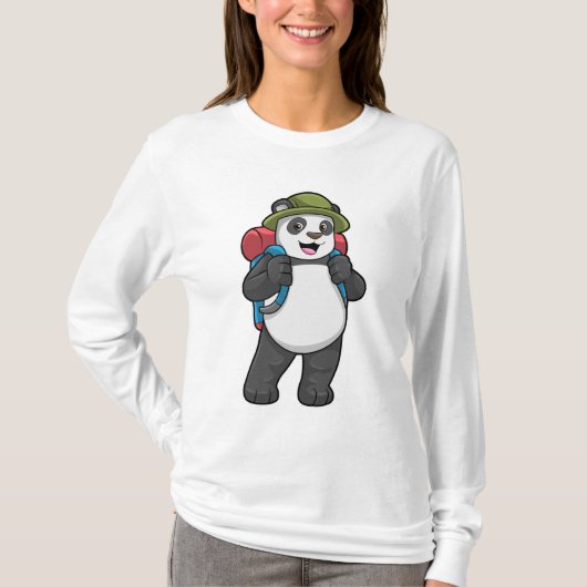 Panda als wandelaar met rugzak t-shirt (Voorkant)