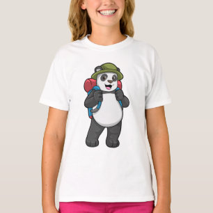 Panda als wandelaar met rugzak t-shirt