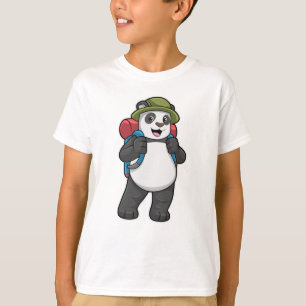 Panda als wandelaar met rugzak t-shirt