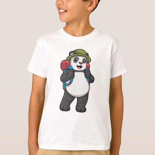 Panda als wandelaar met rugzak t-shirt (Voorkant)