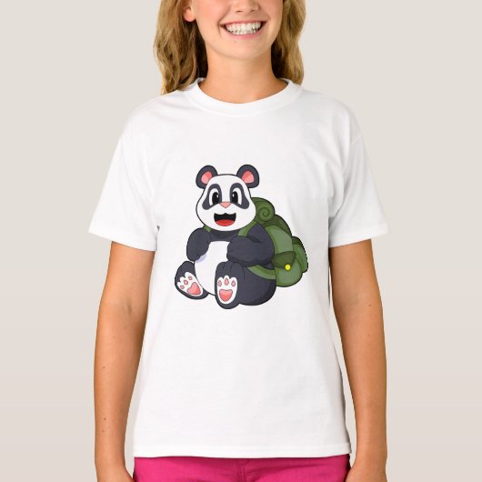 Panda als wandelaar met rugzak t-shirt (Voorkant)
