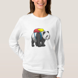 Panda als wandelaar met rugzak t-shirt