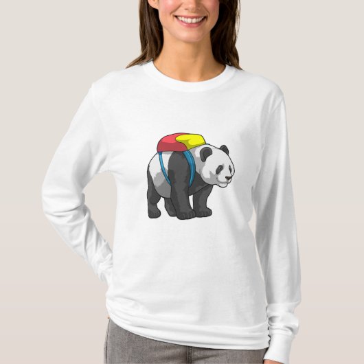 Panda als wandelaar met rugzak t-shirt (Voorkant)