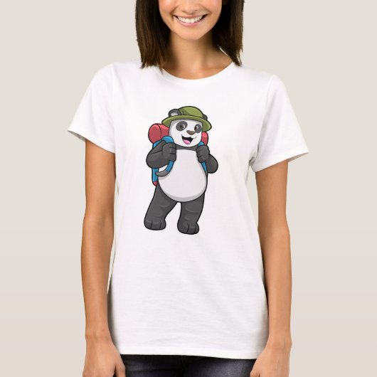Panda als wandelaar met rugzak t-shirt (Voorkant)