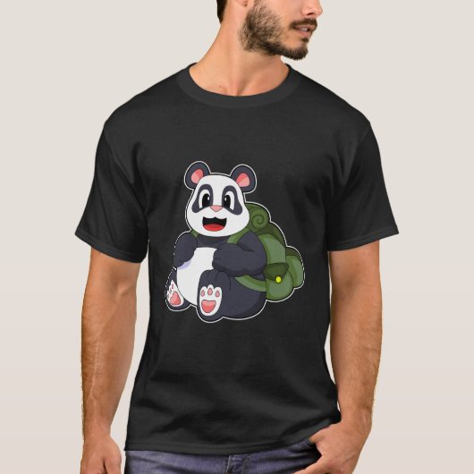 Panda als wandelaar met rugzak t-shirt (Voorkant)