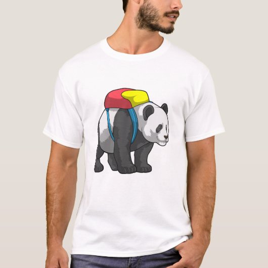 Panda als wandelaar met rugzak t-shirt (Voorkant)