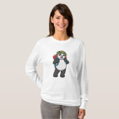 Panda als wandelaar met rugzak t-shirt (Voorkant volledig)