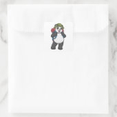 Panda als wandelaar met rugzak vierkante sticker (Tas)
