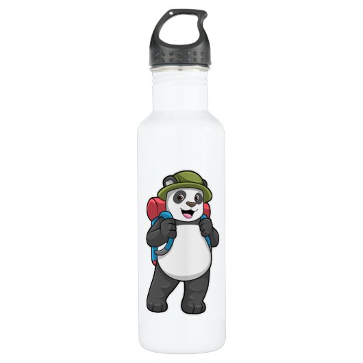 Panda als wandelaar met rugzak waterfles  (Voorkant)